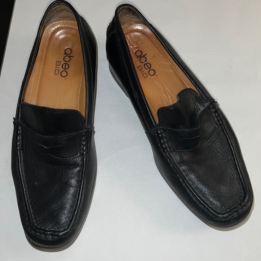 ABEO BIO system black leather penny loafers‎ Sz 10.5